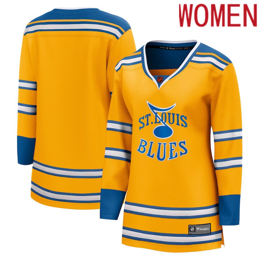 Women St. Louis Blues Fanatics Branded Yellow Special Edition Breakaway Blank NHL Jersey->customized nhl jersey->Custom Jersey